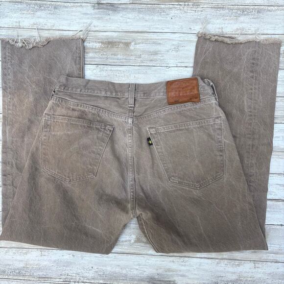 Levi’s Fresh Premium 501 Jeans 32x32 (30x27”) Brown Distressed Workwear Lemon - Picture 1 of 16